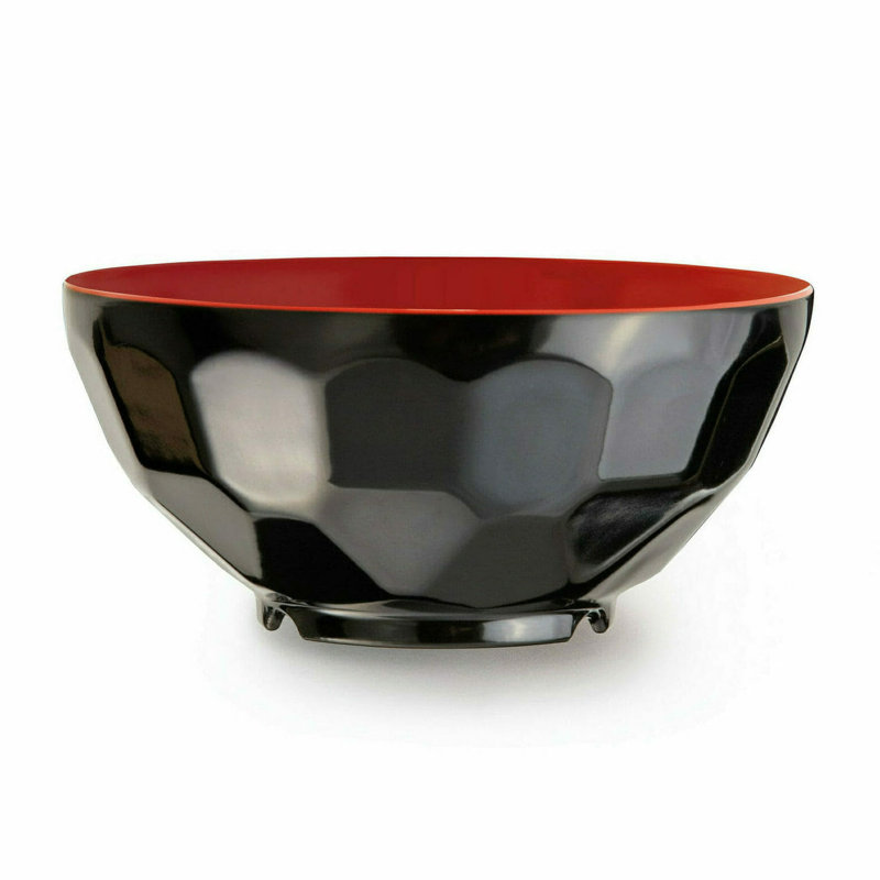 Bol de service en mélamine GET, 11 onces (ensemble de 12), Noir / Rouge