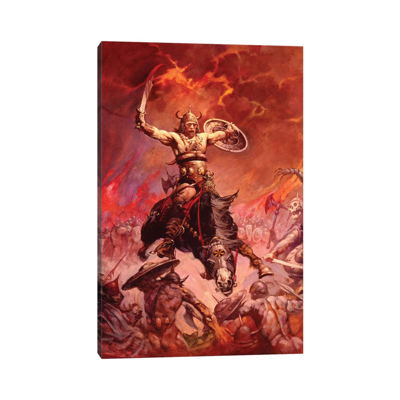 «The Berserker» par Frank Frazetta, impression sur toile tendue, H 12 po x l 8 po x P 0,75 po