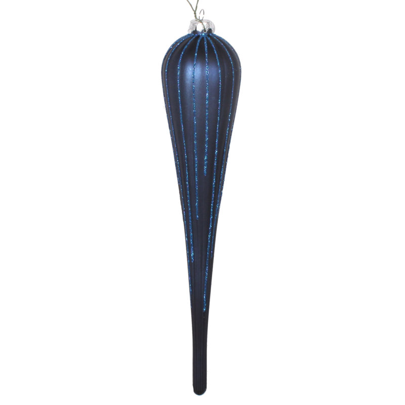 Matte Glitter Drop Christmas Ornament, Midnight Blue