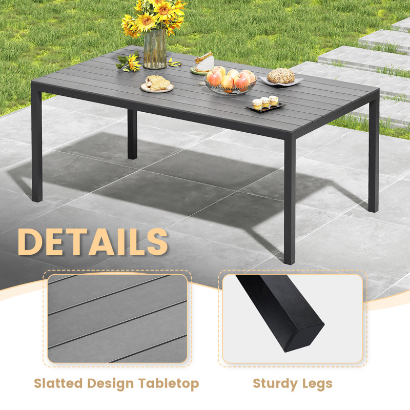 Rectangular Outdoor Dining Table, Gray