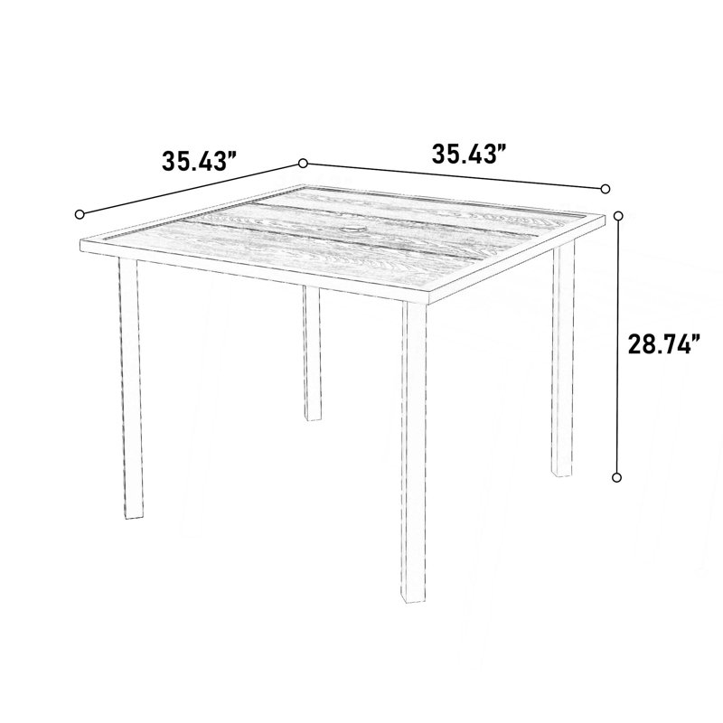 5-Piece Outdoor Table and Chairs, Patio Dining Set w/Square steel Tabletop and Umbrella Hole, Patio Table and Chairs Set for Backyard Deck Balcony Front Porch
