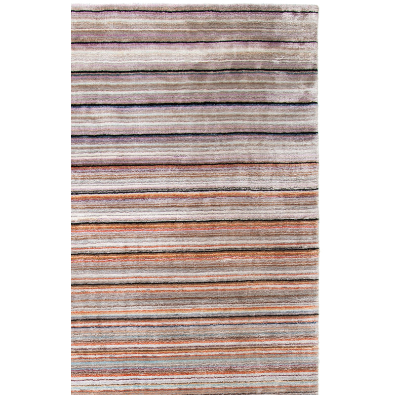 Tapis brun en coton noué à la main Knowlton, Rectangle 5 pi x 8 pi