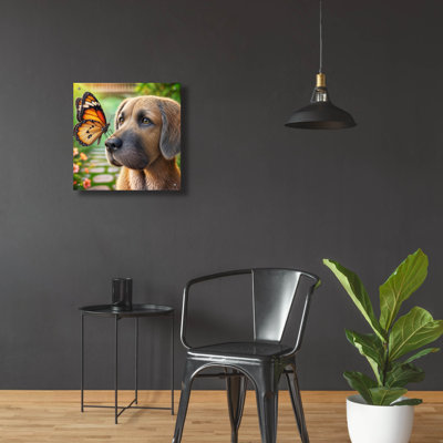  «Dog & Butterfly» par Rey Klimt, art mural en verre acrylique