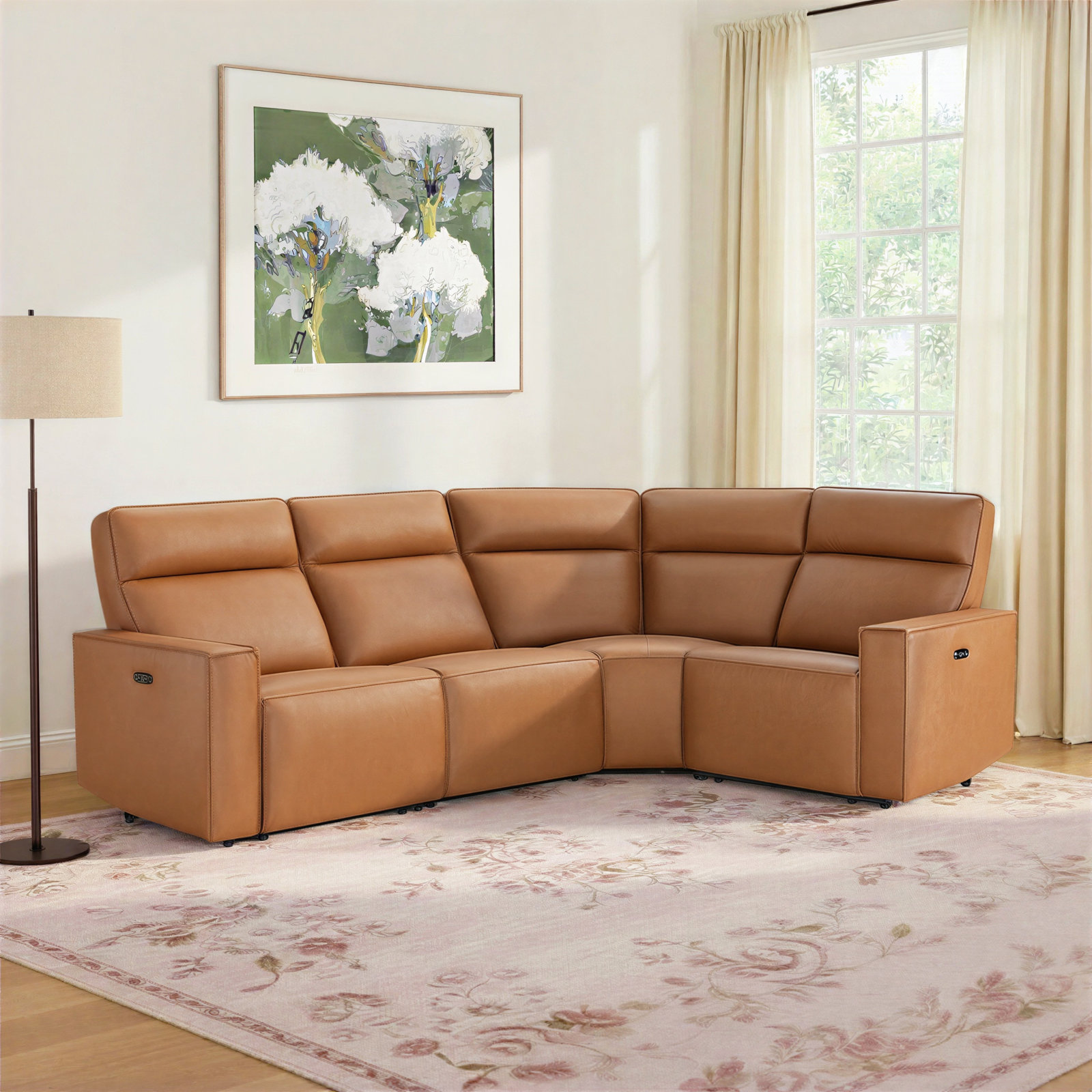 Phillipsburg Top Grain Leather Reclining Sectional, 39.37" H x 108.66" W x 78.35" D
