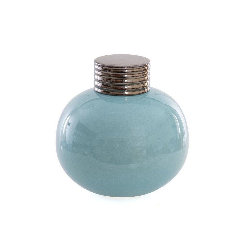 Excalibur Ceramic Jar, 24cm H x 22cm W x 22cm D, Green/Gold