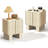 22'' H  Fluted Nightstand with Built-in Charging Station, 2-Drawer Bedside Table for Bedroom, Living room (Set of 2) -1910186158-1910186147