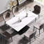 Table de salle à manger rectangulaire en bois fritté blanc moderne 63 pouces avec métal noir - pouvant accueillir 6 personnes