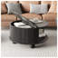 Table basse ronde avec rangement, table basse cannelée relevable avec porte coulissante, table de centre de tambour de 31,5 po avec pieds en chignon pour le salon, petite maison, noir-1229848599