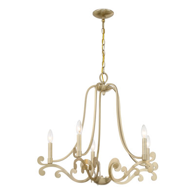 Lustre 5 lumières en laiton noble Lombard
