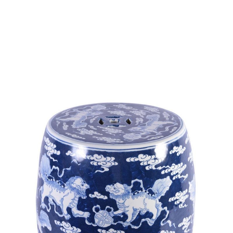 Vase de table en porcelaine d’intérieur/extérieur bleu/blanc 17 "