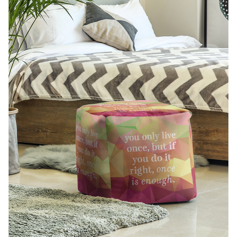 Repose-pieds cube, Vert, rose et jaune