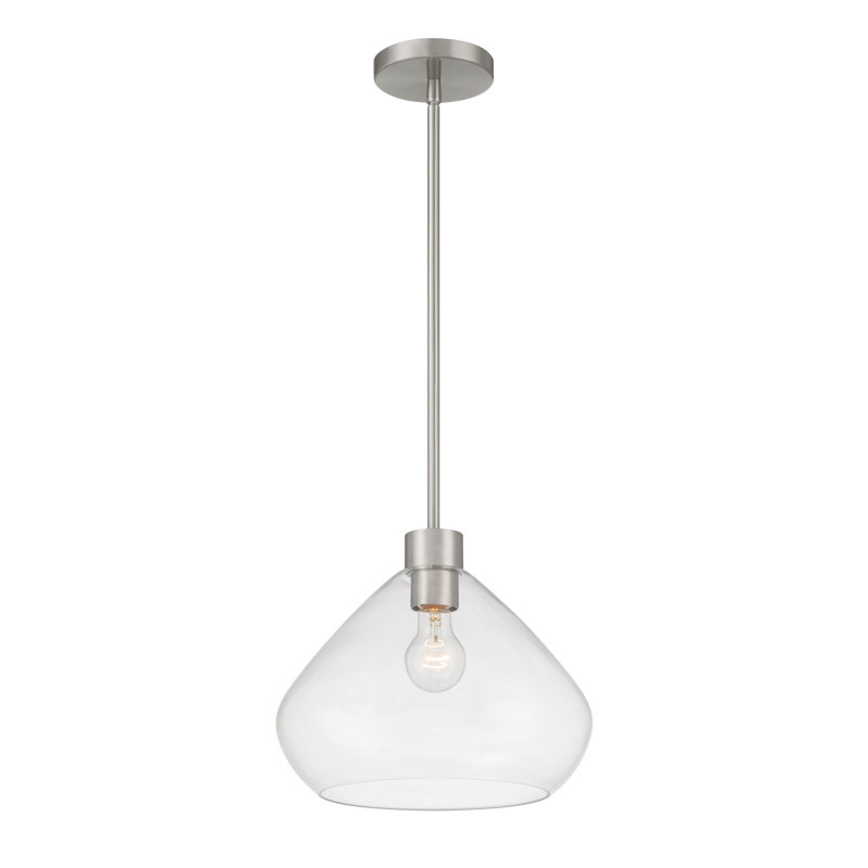 Luminaire suspendu 1 lumière 12,5 po Elaris, Clair, Nickel