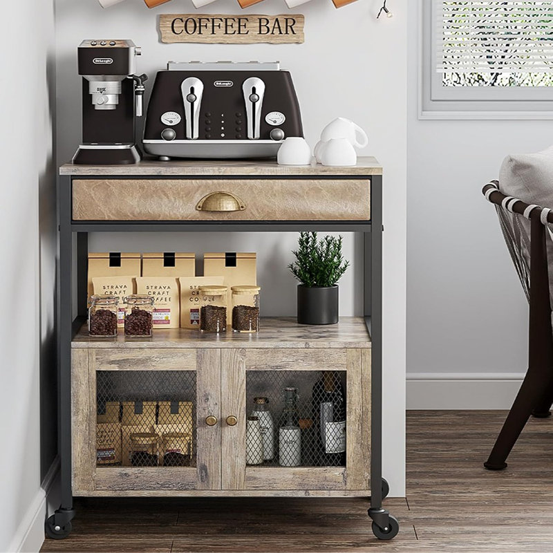 Coffee Bar Cabinet,3 Tiers Kitchen Coffee Cart With Dr...