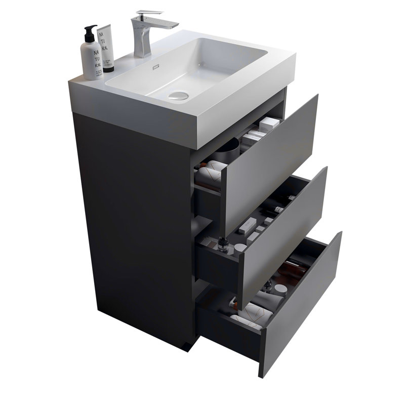 Meuble-lavabo autoportant avec grand lavabo et rangement