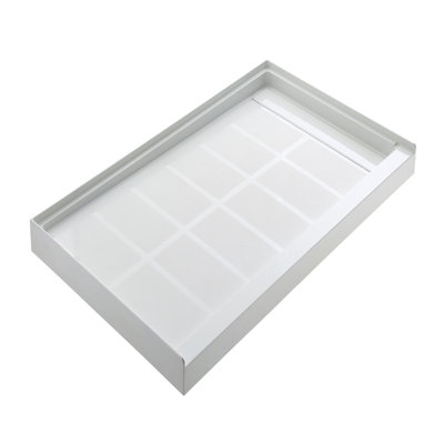 60" X 30" Solid Surface Shower Pan, Right-Sided Drain, Single Threshold Base With Drain Assembly & Cover