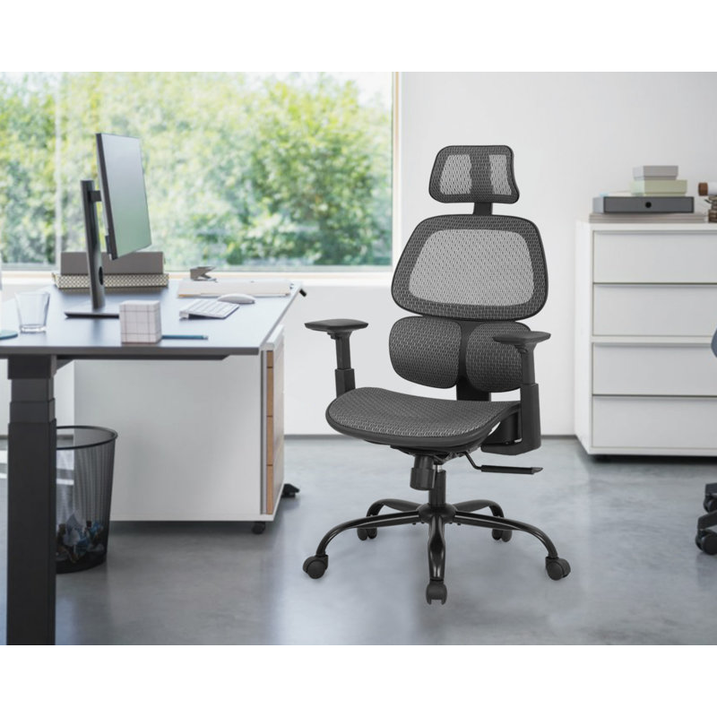 Chaise de travail ergonomique en filet, Gris