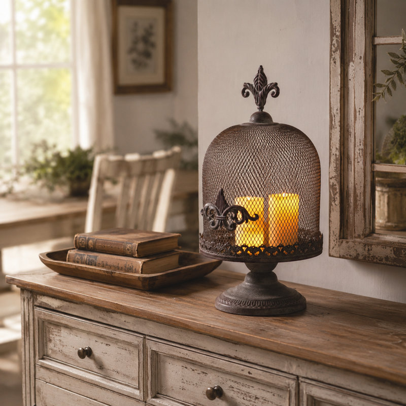 Porte-bougie en métal Rustic French Country, SMALL