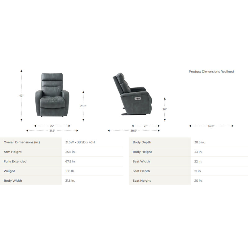 Fauteuil inclinable électrique berçant avec appui-tête et soutien lombaire Baron