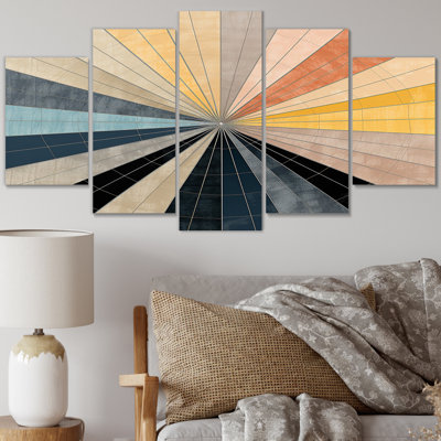 Mid-Century New Balance Abstract Geometrics III - salon d'art moderne Mid-Century - 5 panneaux