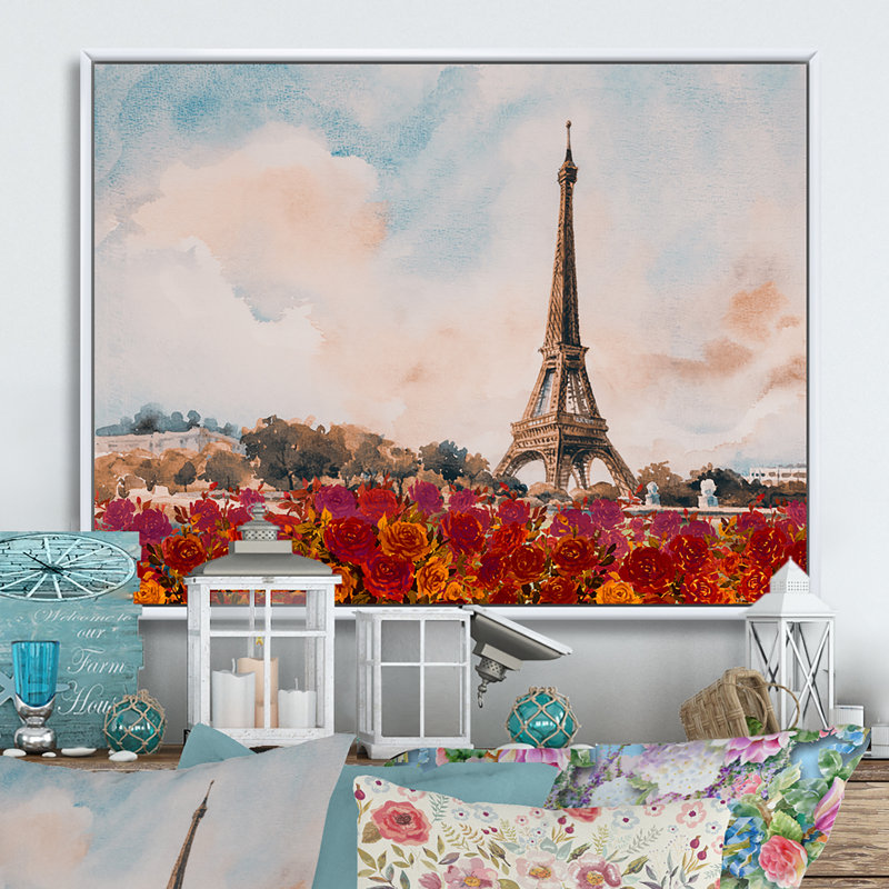 «Paris Eiffel Tower In Beau Fitul Summer VI», reproduction sur toile flottante, H 12 po x l 20 po x P 1 po