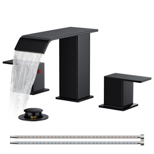 Waterfall Widespread Bathroom Faucet with Drain Assembly