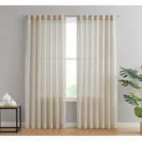 Huttonsville Textured Slub Faux Linen Semi-Sheer Rod Pocket Curtain Panels, 2 Panels