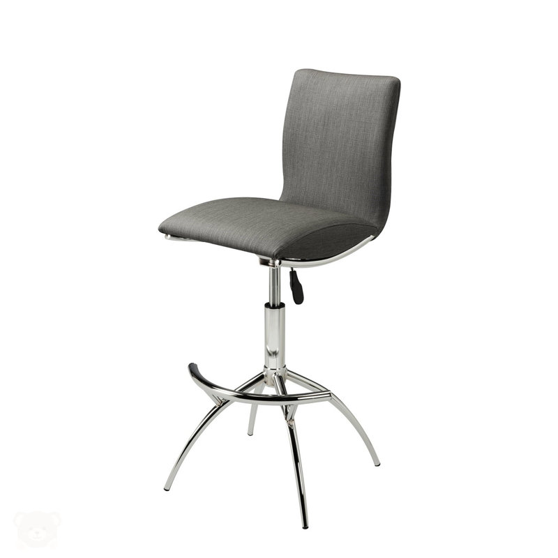 Modern Barstool Texture Leatherette/Chrome Adjustable Height, Gray