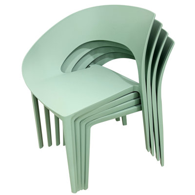 Chaise tropicale orange en polypropylène à un côté pour terrasses extérieures, chaises lombaires, empilables