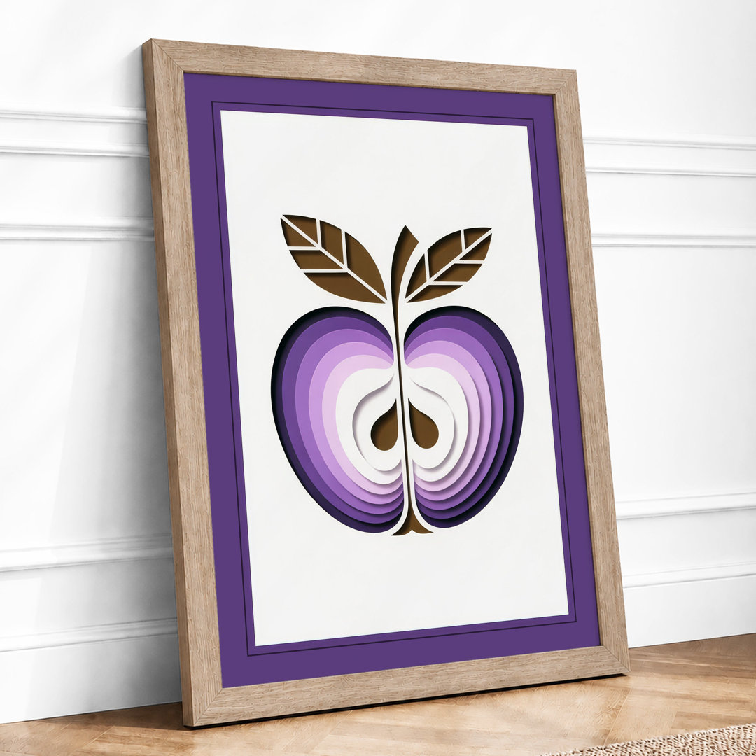 Mirrored Apple in Gold Modern - Framed Print