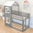Twin Over Twin Bunk Bed With Safety Features And Roof-264706867