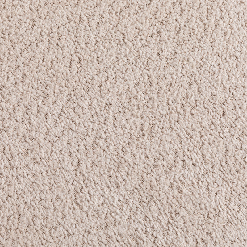 Fauteuil d'appoint carré, en bois massif, monobloc, beige, avec revêtement en tissu bouclé doux et assise basse Cloud.