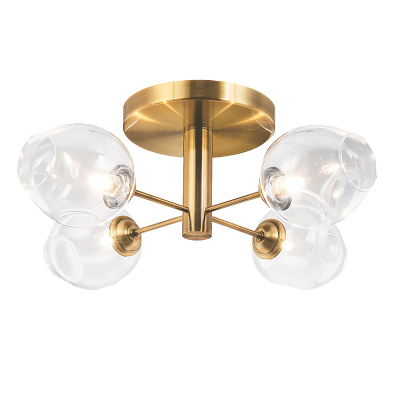 Andi Glass Semi Flush Mount, Vintage Bronze, Clear