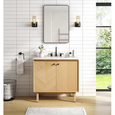 Adele 36'' Free Standing Single Bathroom Vanity with Quartz Top