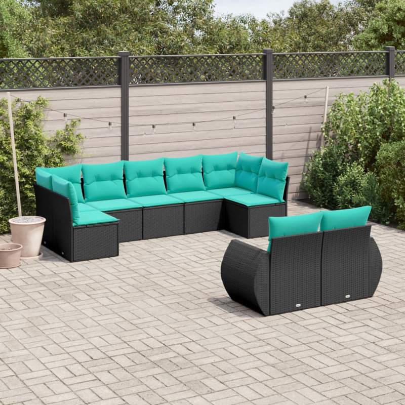 Ensemble de canapé de patio avec coussins 9 pièces Vidaxl