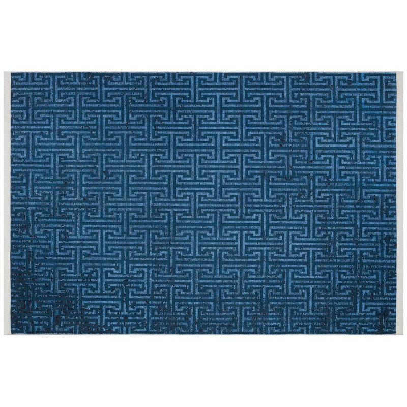 Tapis lavable en polyester à motif géométrique Finleyville, Tapis de couloir 3 pi 3 po x 9 pi 10 po