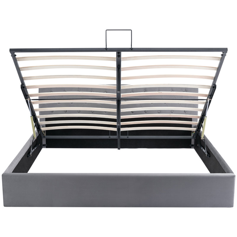 Brigida Upholstered Ottoman Storage Bed, Super King (6'), Grey