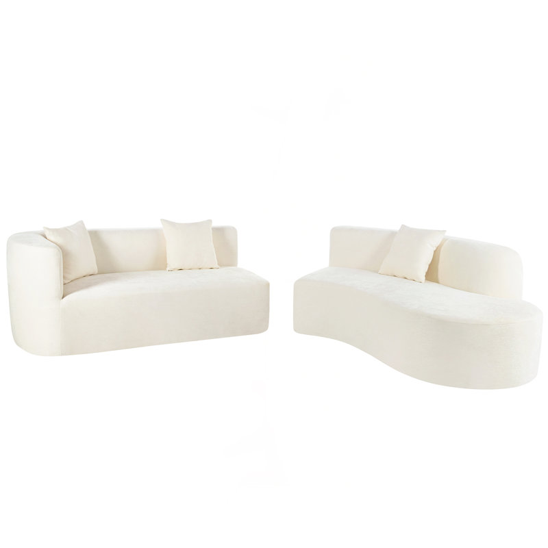 Grand canapé modulaire moderne 2 pièces avec 3 coussins Modern, Chenille beige