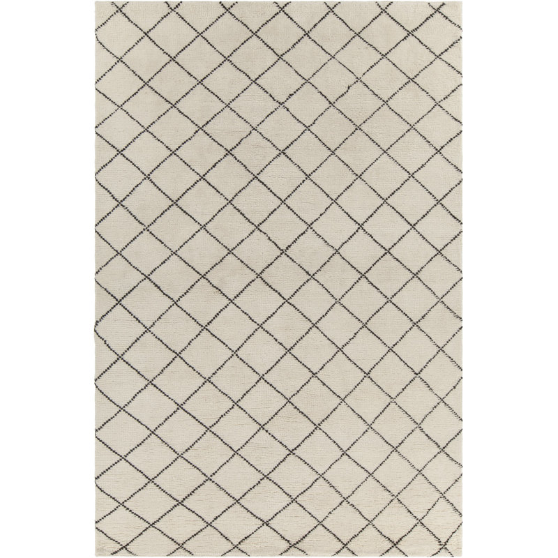 Gaia Wool Geometric Area Rug in Cream, Rectangle 5' x 7'6"