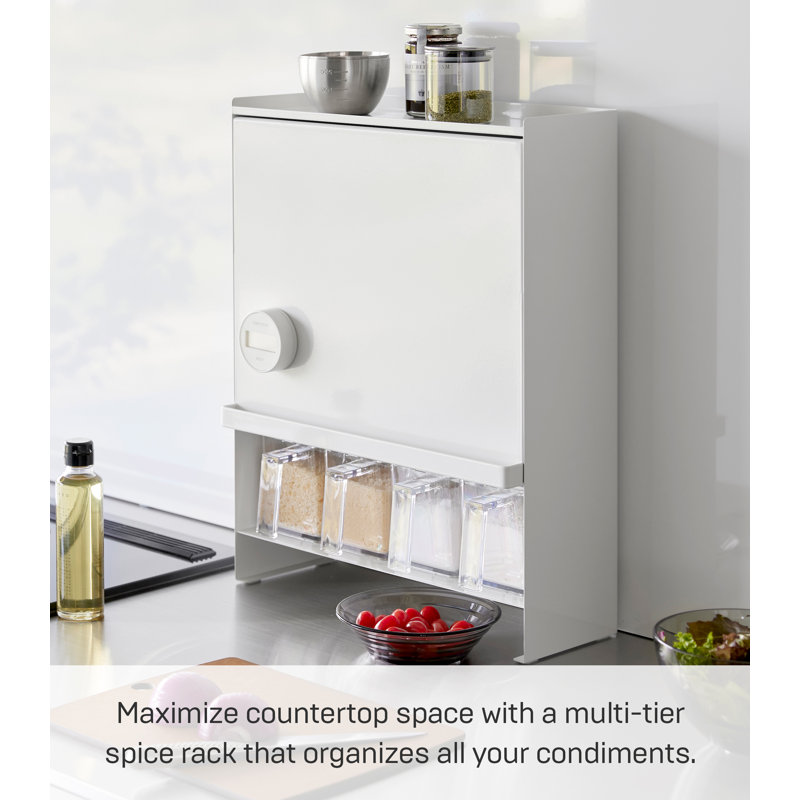 White Steel Concealable Magnetic Countertop Spice Rack
