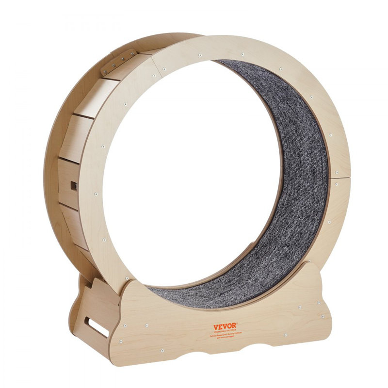 Grande roue de tapis roulant pour chats d'intérieur, H 31,5 po x l 29,5 po x L 12,52 po, Bois naturel