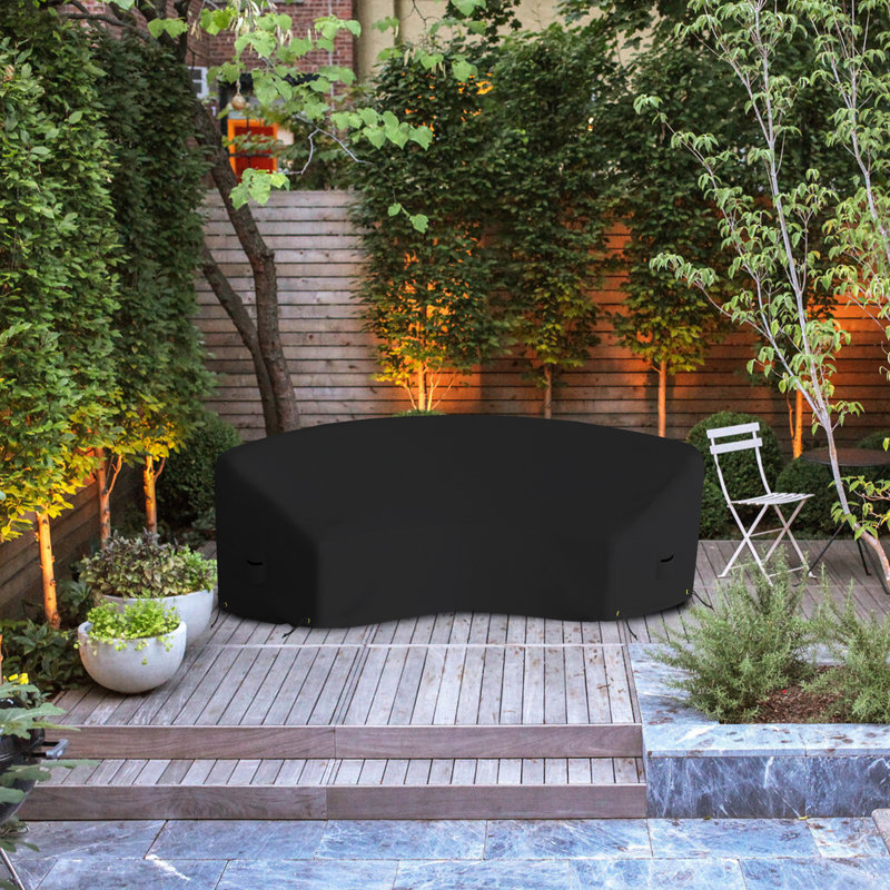 High Density Waterproof Outdoor Curved Sectional Sofa Cover, Durable & UV Resistant Patio Couch Cover, 32" H x 90" W x 34" D
