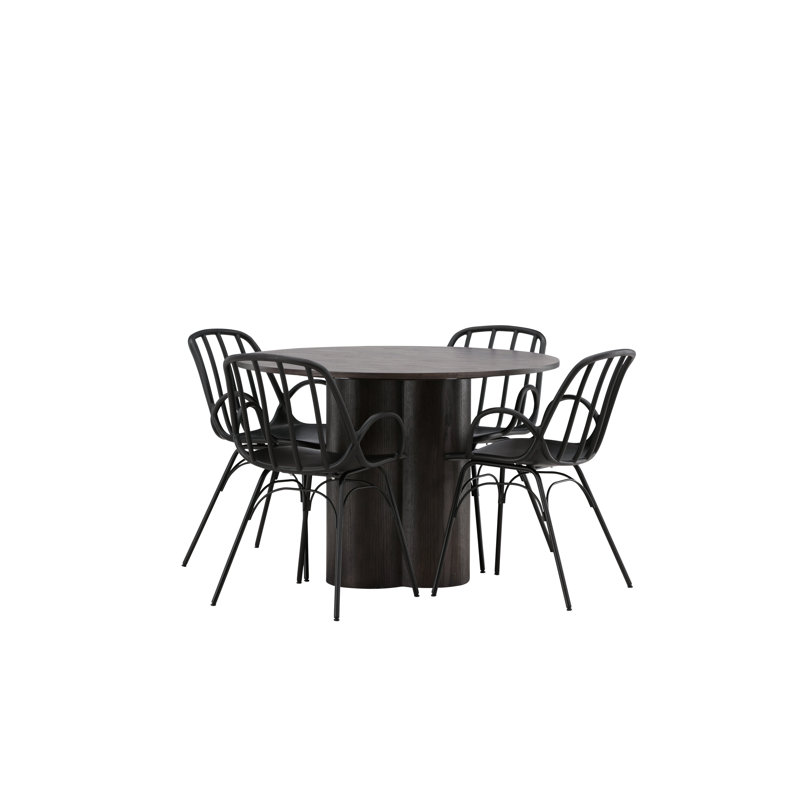 Rutland 4 - Person Dining Set, Black, Brown, Black