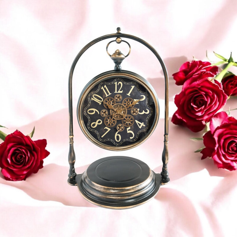 Modern & Contemporary Numerical Metal Quartz Movement / Crystal Tabletop Clock Silver
