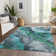 Machine Washable Indoor/Outdoor Xhevrie Teal Rug