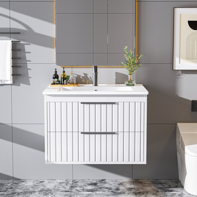 24"floating Bathroom Vanity With Sink, White