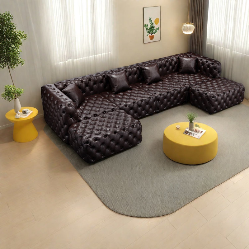 Canapé modulaire à compression en similicuir