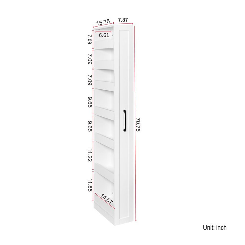 Tour de rangement coulissante 7,87 po à 7 niveaux avec poignée pour la cuisine, espaces étroits