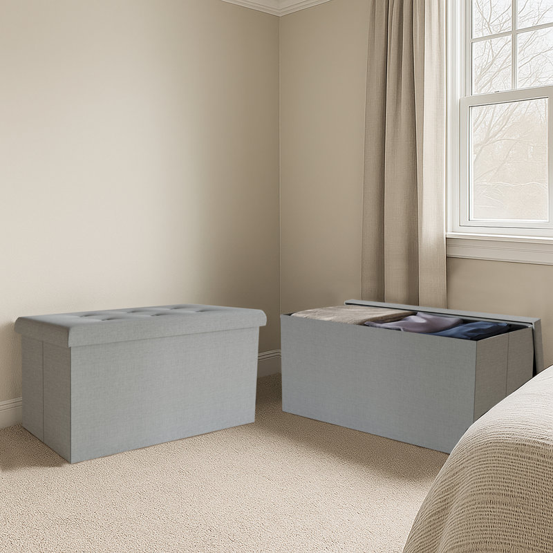 Ensemble de 2 bancs de rangement capitonnés capitonnés à boutons Northallert, Gris