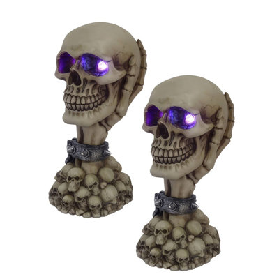 «2-PC Set» ICE ARMOUR 6 po H tête de mort avec Figurine Figurine Statue Ornement Décor Maison / Chambre et Idées de cadeaux parfaits pour le réchauffement de la maison, les Fêtes et les Anniversaires