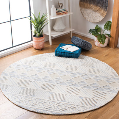 Artistry Hand Tufted Wool/Cotton Southwestern Rug in Ivory/Light Gray